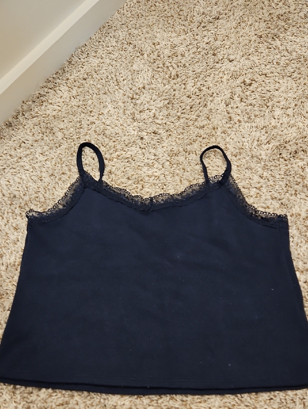 Gilly Hicks Navy Lace-Trim Camisole